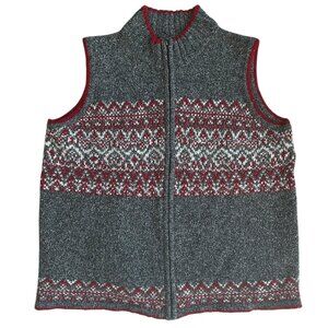 Northern Reflections Women's Heathered‎ Knit Vest Fair Isle Sz XL Zipper Sparkle